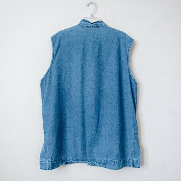Vintage 1990s Denim Jean Vest Jacket Utility - Picture 8 of 8